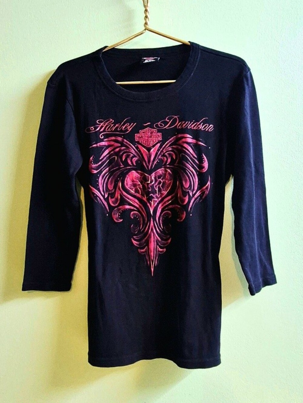 Harley Davidson Women’s Goth Heart 3/4 Sleeve Shirt